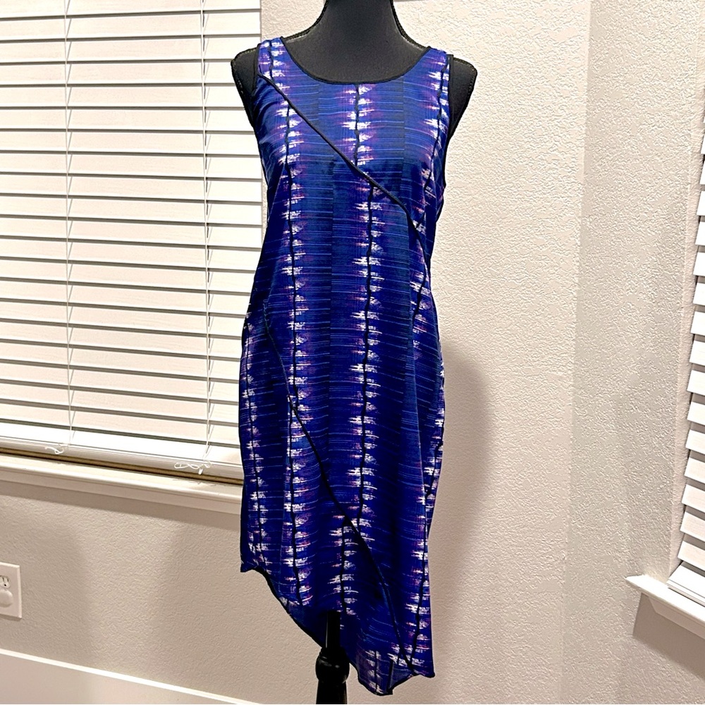 W118 by Walter Baker Blue and Purple Asymmetrical Sheath Dress